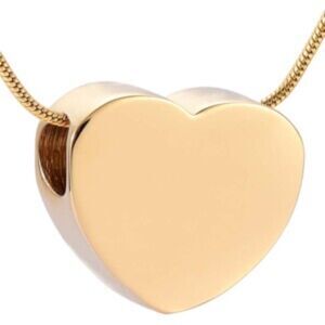 Gold Heart Cremation Locket Ashes Holder Memorial Pet  Family Loved One Necklace